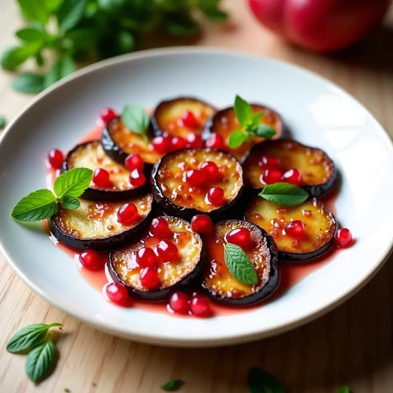 Berengenas al Horno con Salsa de Granados y Mentas: Receta Libanesa Vegana y Sin Gluten