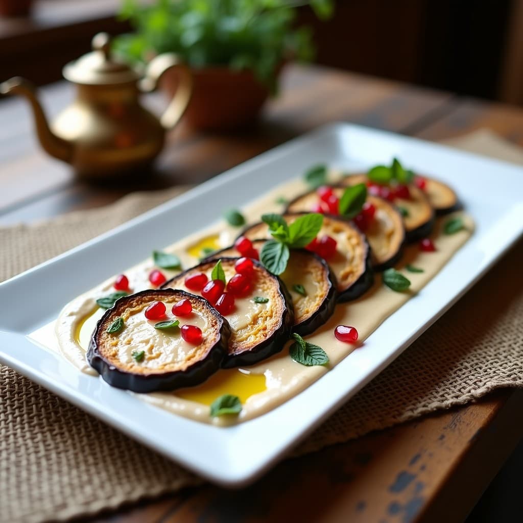 Berenjenas al Horno con Salsa de Tahini y Granado: Entrante Libanés Sin Gluten