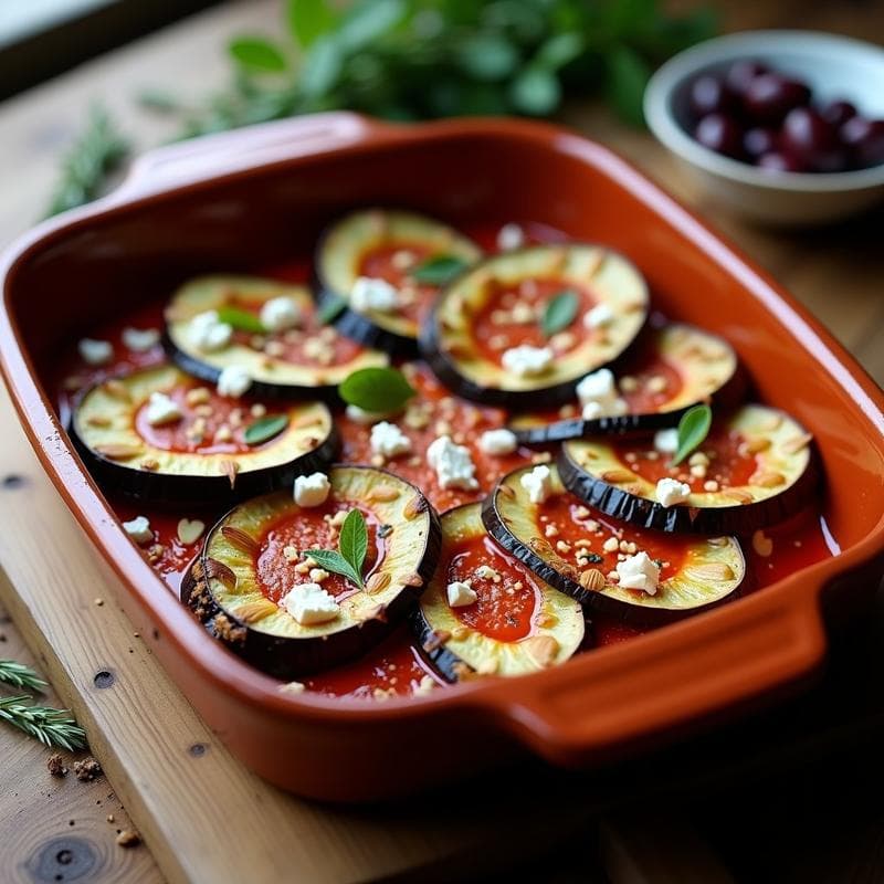 Berengenas al Horno con Salsa de Tomate y Queso Feta Desmenuzado: Receta Griega sin Gluten