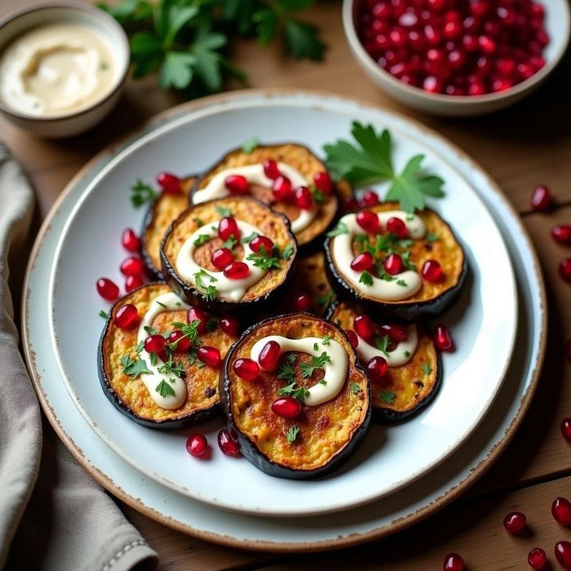 Berengenas al Horno con Tahini y Granada: Entrante Libanes Vegano y Sin Gluten