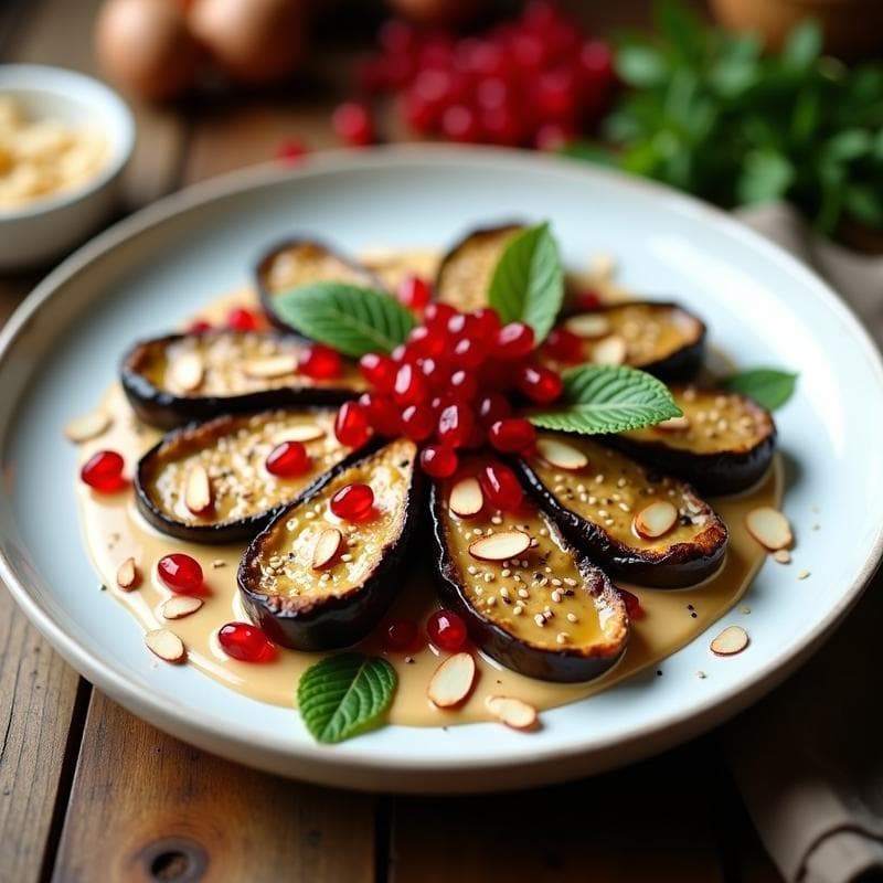 Berenjenas al Horno con Tahini y Granadina: Receta Libanesa Sin Gluten y Crujiente