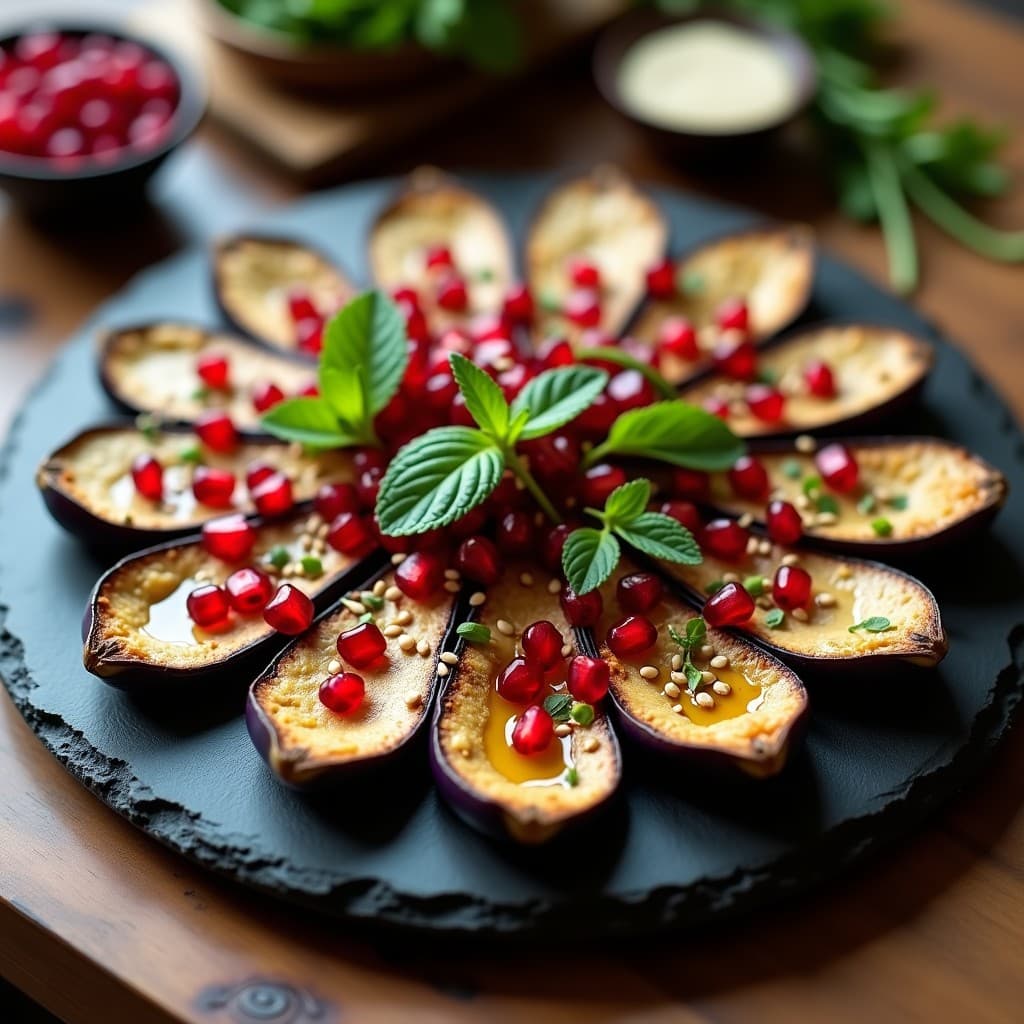 Berenjenas al Horno con Salsa de Tahini y Granados: Entrante Vegano con Toque Armenio