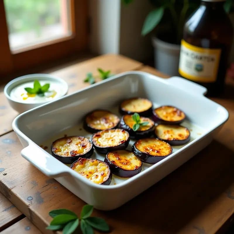 Berenjenas al Horno con Salsa de Yogur Griego y Menta: Receta Turca Sin Gluten en 20 Minutos