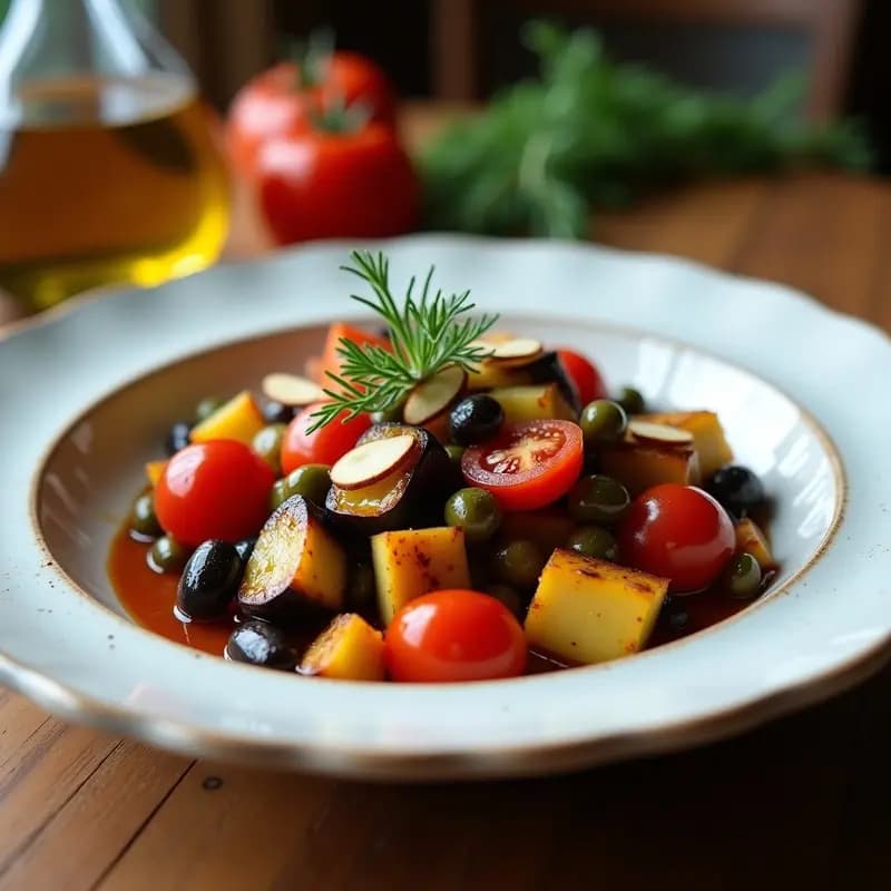 Berenjenas al Miscuglio: Receta Siciliana con Tomate, Aceitunas y Capers