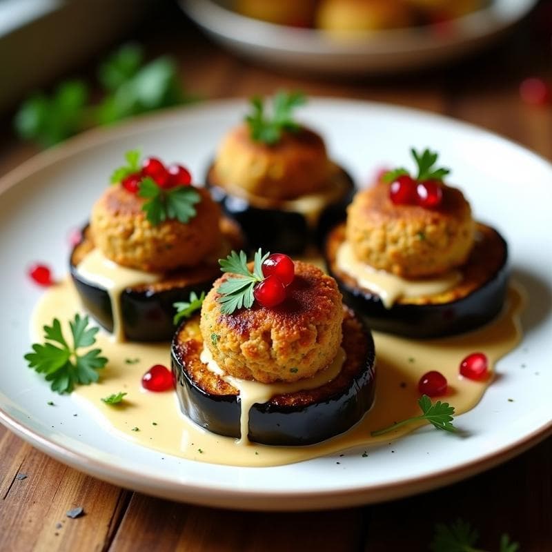Berenjenas rellenas de Falafel y Tahini: Receta Vegana en Airfryer con Toque Árabe