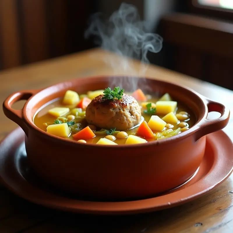 Berza Catalana con Pilota y Verduras: Guiso de Invierno en Cazuela de Barro