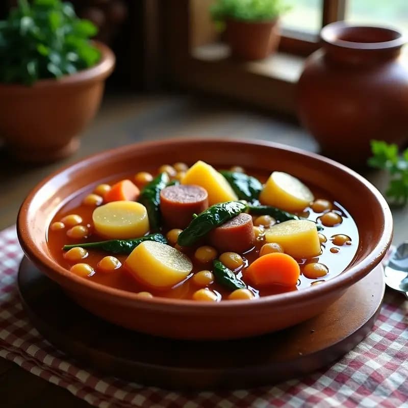 Berza gaditana con Garbanzos y Morcilla: Sabores Andaluces en un Solo Plato