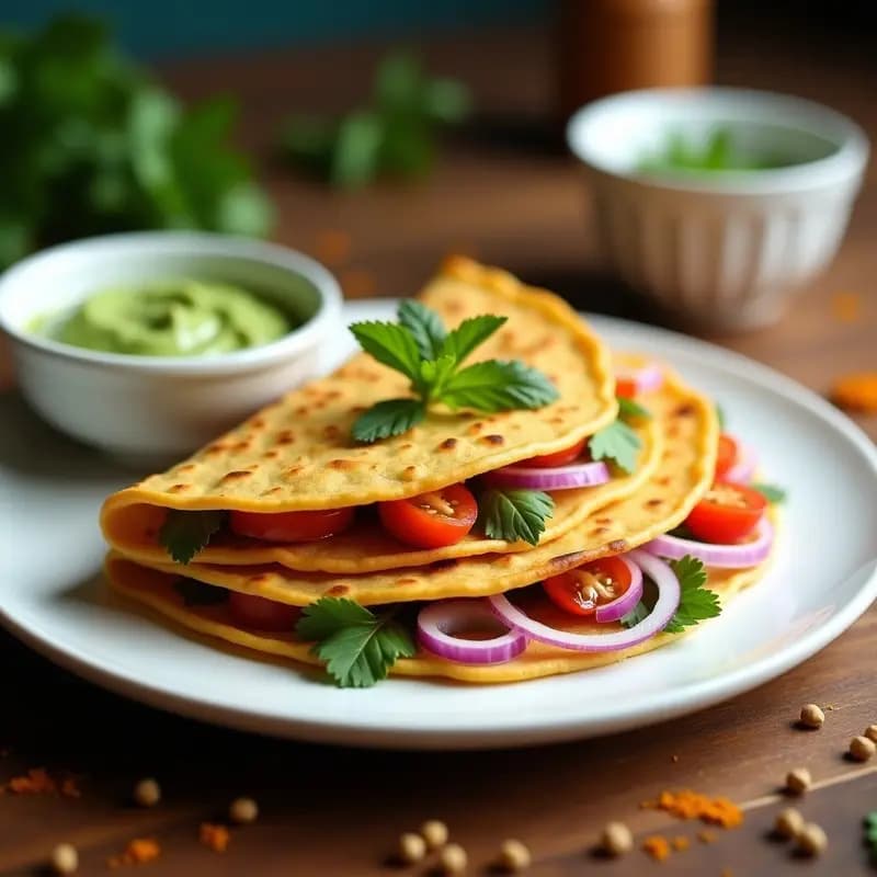 Besan Chilla con Chutney de Menta: Desayuno Indio Vegano y Alto en Proteína