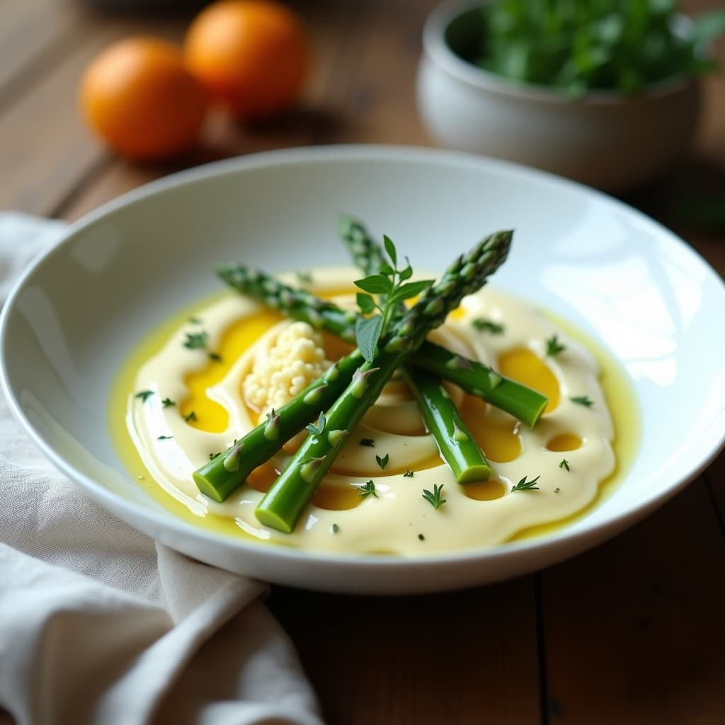 Beurre Blanc de Coliflor con Espárragos Trigueros: Salsa Francesa Vegana y Sin Lactosa en Thermomix