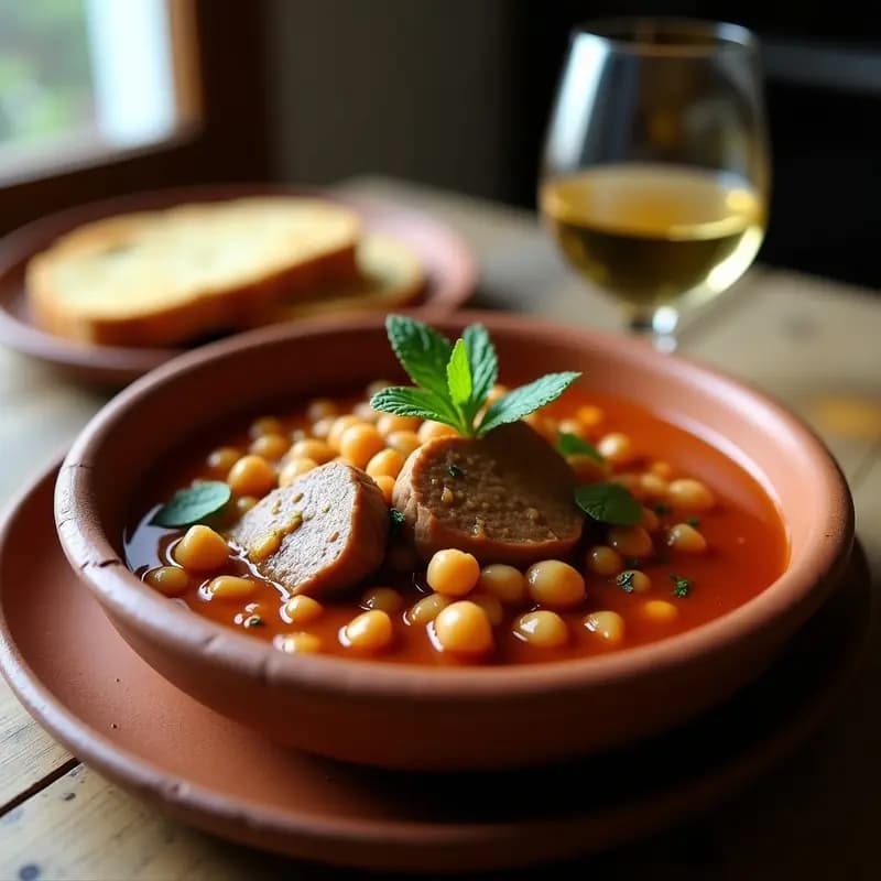 Bexiga de Porco à Alentejana: Estofado Portugués de Callos y Garbanzos en Olla Lenta