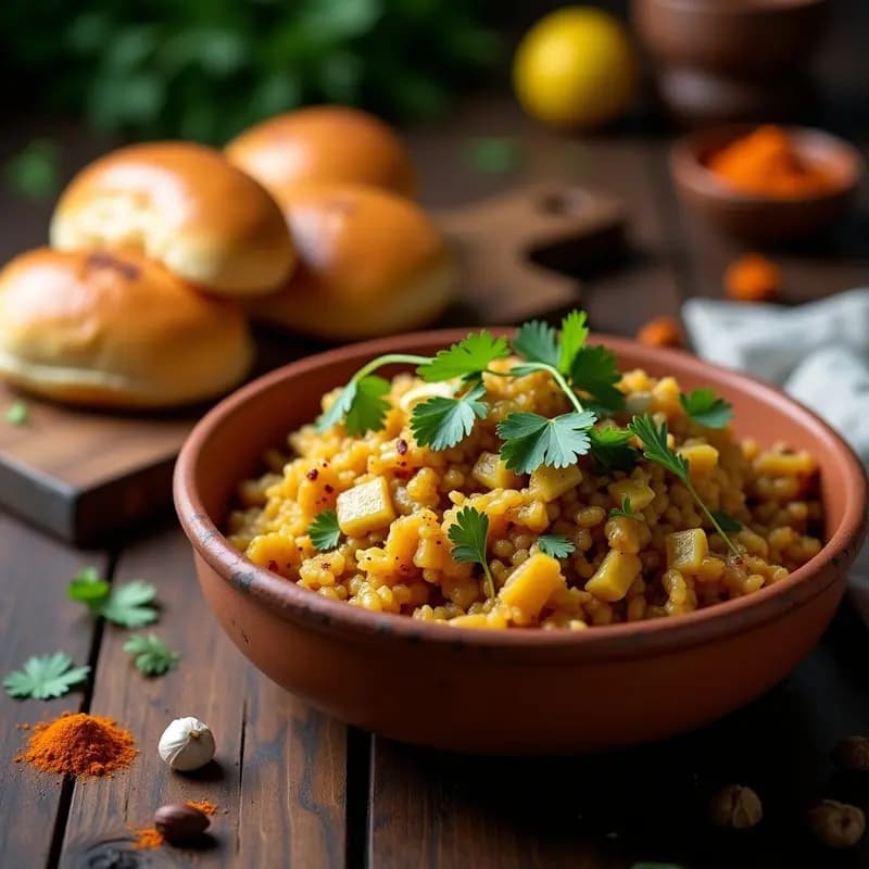 Bhaji de Cebolla y Ajo con Pan de Pav: Receta India de Calle en 15 Minutos