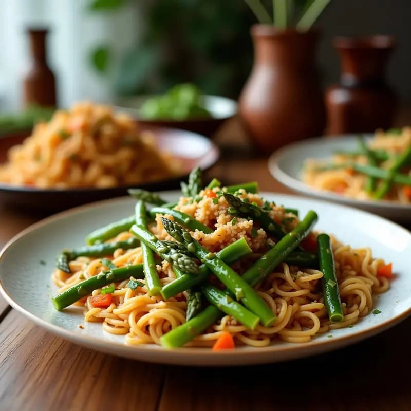 Bhaji de Espárragos y Coco: Receta India Vegana en Sartén con Especias del Sur