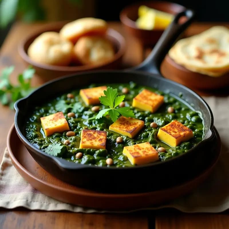 Bhaji de Espinacas y Queso Paneer: Receta India en Sartén con Especias AUTÉNTICAS