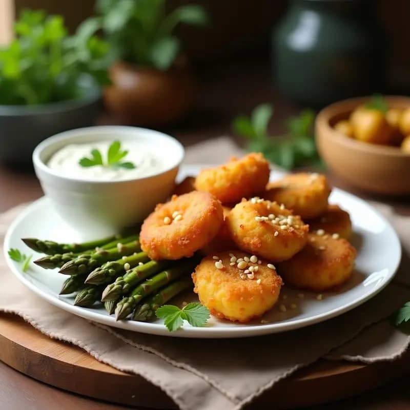 Bhaji Pakora de Espárragos y Garbanzos: Snack Indio Crujiente y Sin Gluten en Airfryer