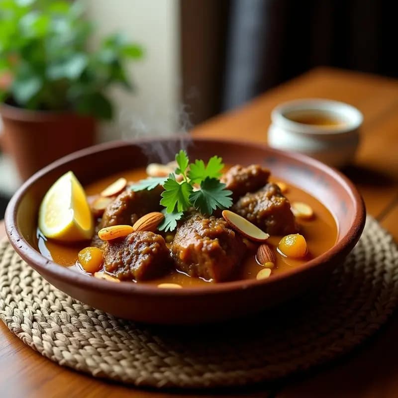 Bharat de Cordero con Especias Marroquíes y Almendras: Receta Tradicional en Olla Express