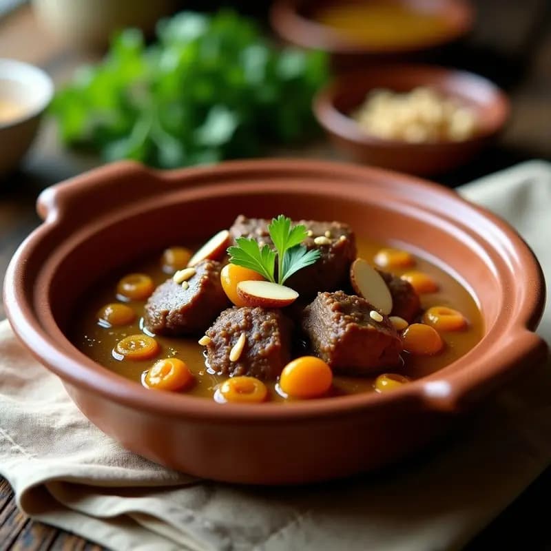 Bharat de Cordero con Especias Tunecinas: Receta en Olla Exprés con Pasas y Almendras