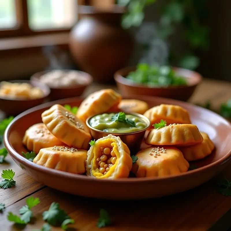 Bhari Kachori: Empanadilla India Rellena de Lentejas y Especias en Airfryer