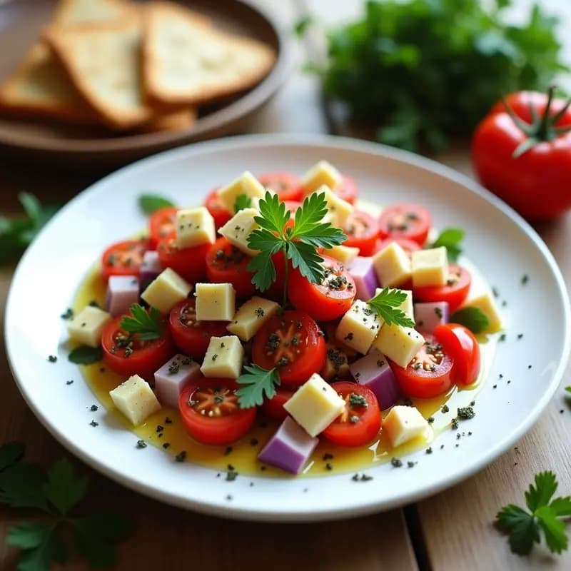 Bhorat con Queso Akkawi y Zaatar: Receta Libanesa de Ensalada de Tomate y Pan Árabe