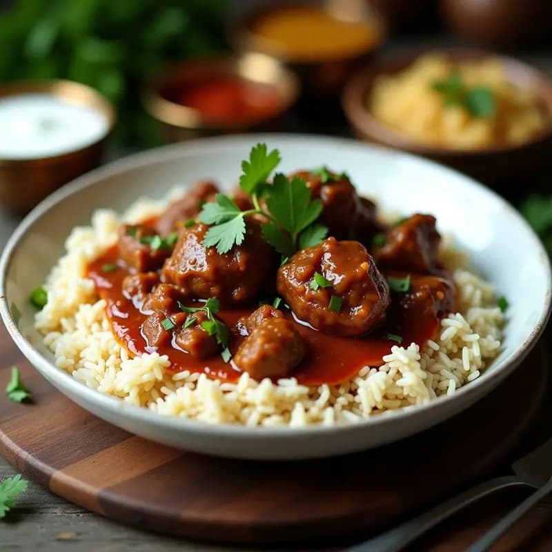 Bhuna Gosht Pakistano con Arroz Basmati: Receta de Cordero Picante en Olla Lenta