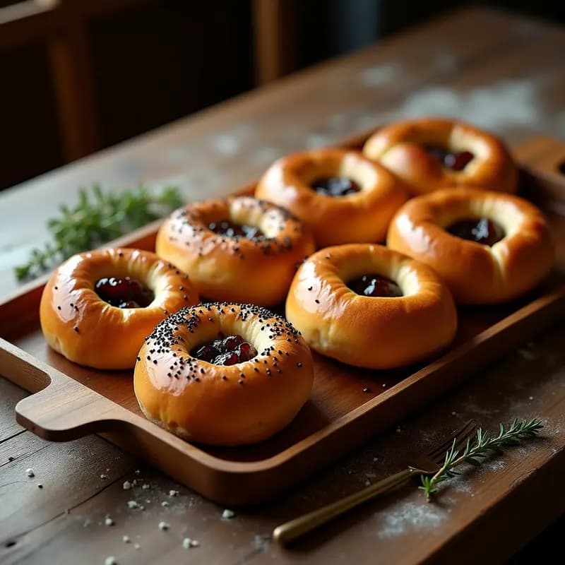 Bialys con Cebolla Caramelizada y Semillas de Amapola: Pan Polaco Tradicional en 1 Hora