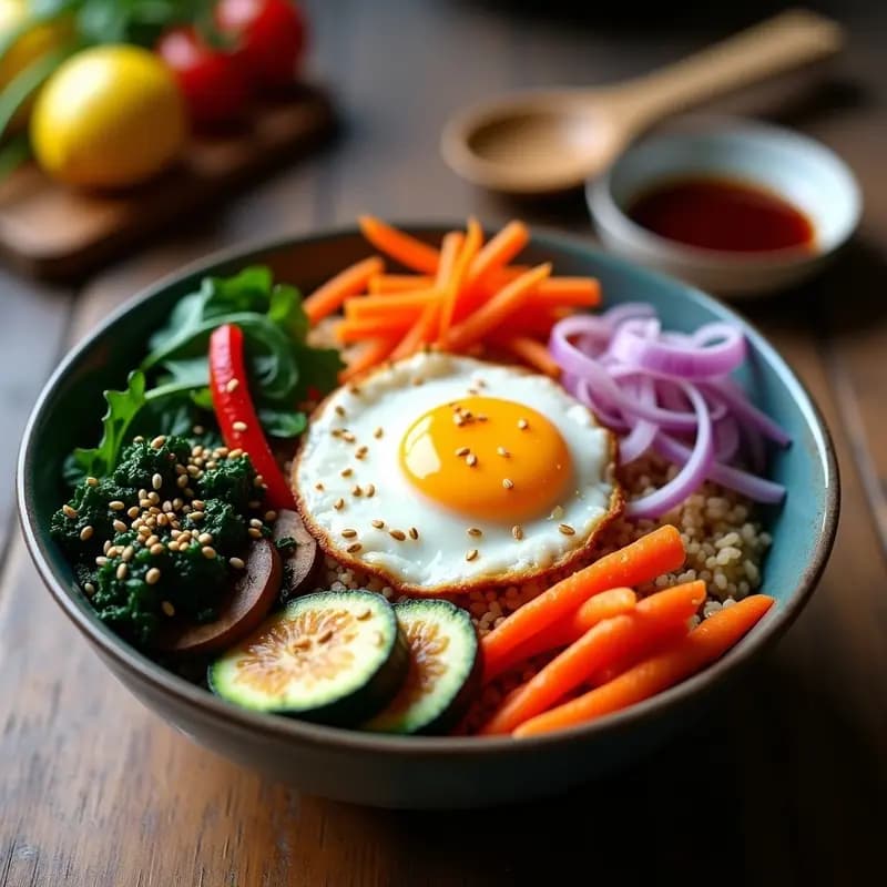 Bibe Bop Coreano con Arroz y Vegetales: Receta en Bowl Alta en Fibra y Sin Gluten