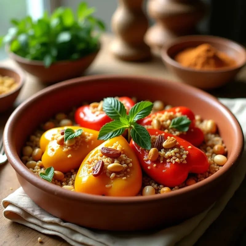 Biber Dolması Rellenos de Arroz y Pasas: Entrante Turco Vegano y Sin Lactosa