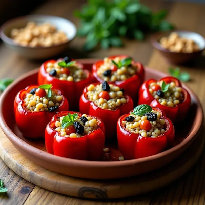 Biber Dolması con Arroz Salvaje y Piñones: Receta Turca Vegana y Sin Gluten