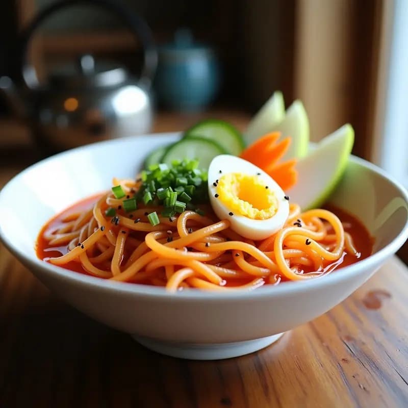 Bibim Naengmyeon Coreano con Fideos Fríos y Salsa Picante: Receta de Verano Refrescante