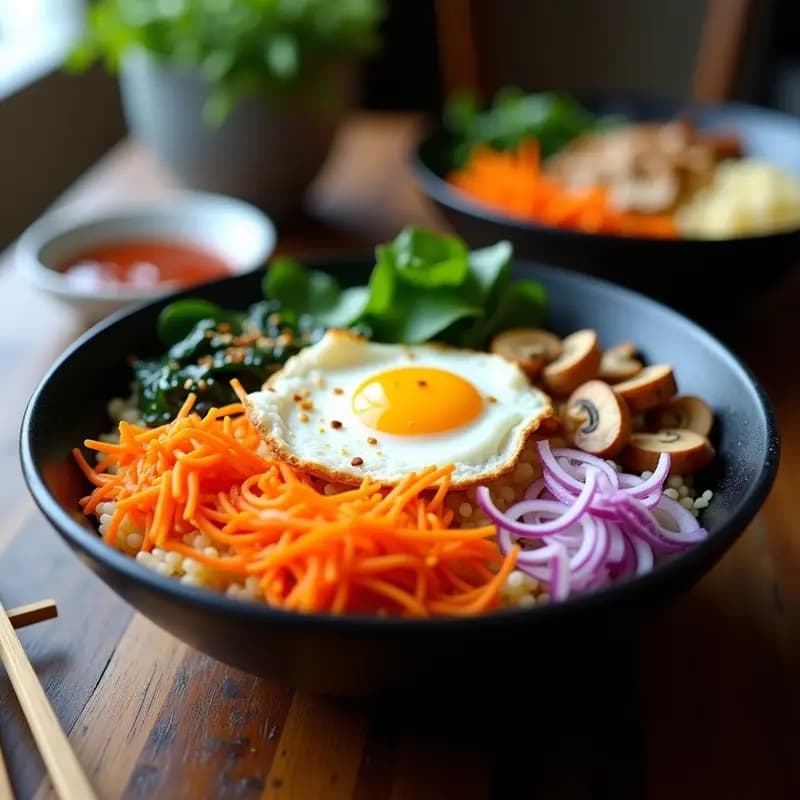 Bibimbap Coreano con Arroz de Coliflor y Vegetales: Receta Keto y Colorida