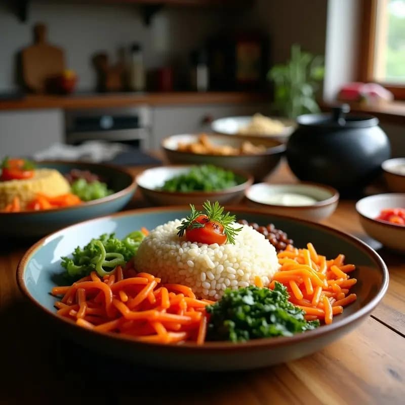 Bibampap de Arroz Salvaje y Vegetales: Receta Coreana Vegana y Nutritiva