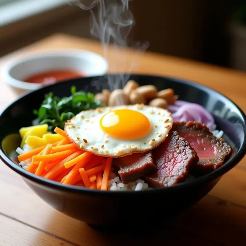 Bibimbap Coreano con Carne de Res y Vegetales: Receta en una Sola Olla
