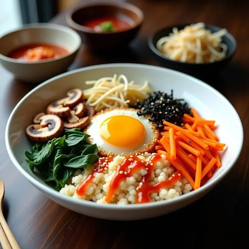 Bibimbap de Coliflor Arroz y Vegetales con Gochujang: Receta Coreana Low-Carb