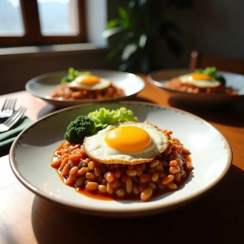 Bibimbap Coreano de Coliflor y Champiñones con Huevo Frito: Versión Vegana y Sin Carbohidratos