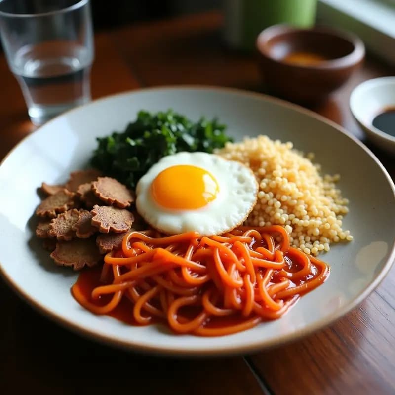 Bibimbap Coreano de Coliflor y Hongos Shitake: Receta Keto con Huevo y Gochujang