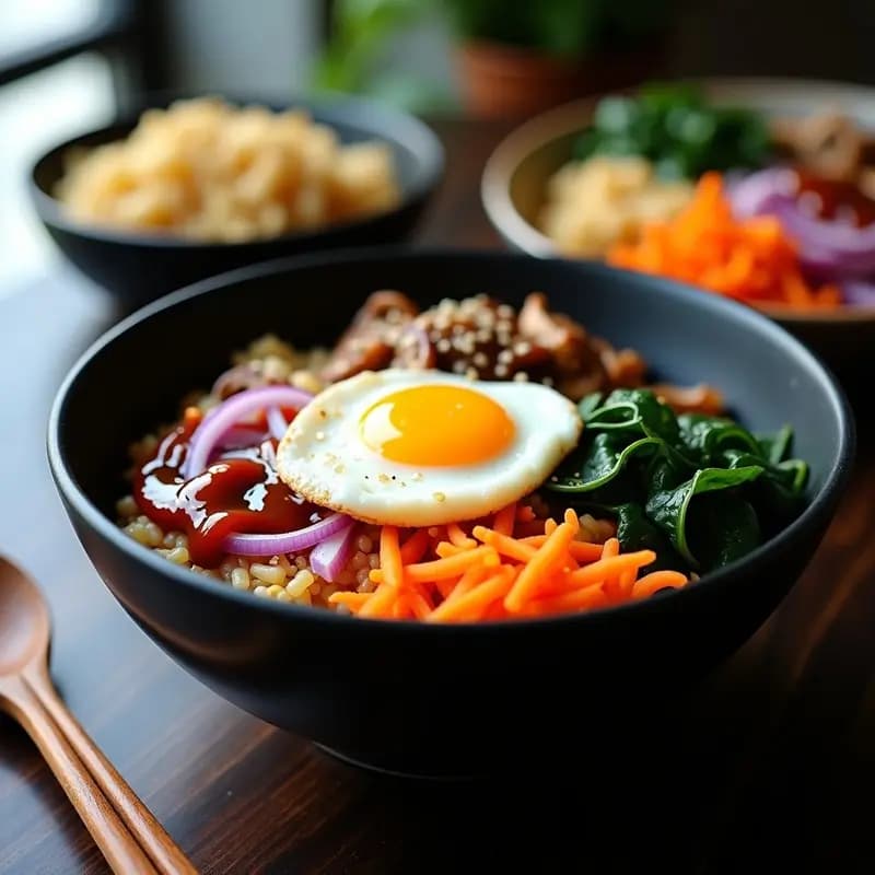 Bibimbap de Coliflor y Hongos Shiitake: Versión Coreana Keto en Airfryer