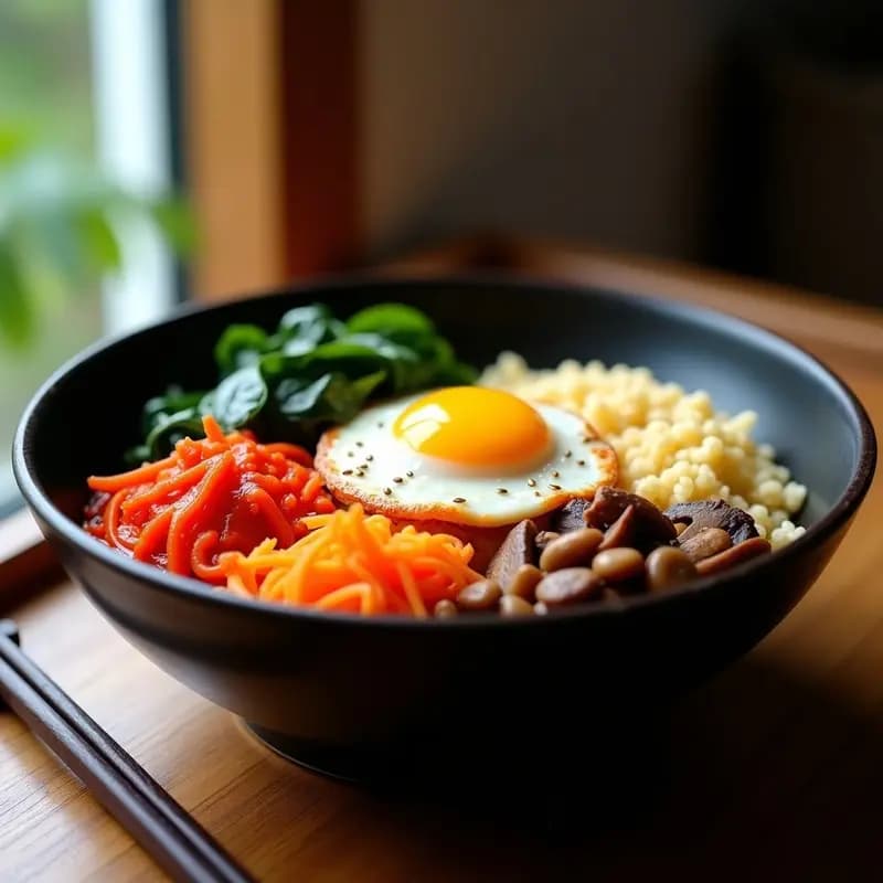 Bibimbap de Coliflor y Kimchi Vegano: Receta Coreana Low Carb en Wok
