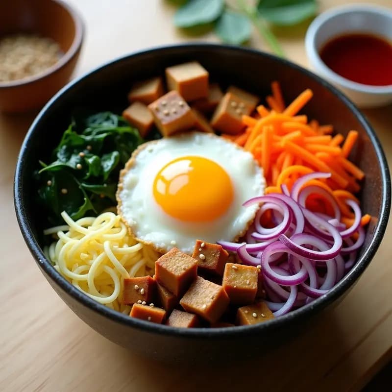 Bibimbap Coreano con Arroz de Coliflor: Receta Baixo Carb Vegetariana