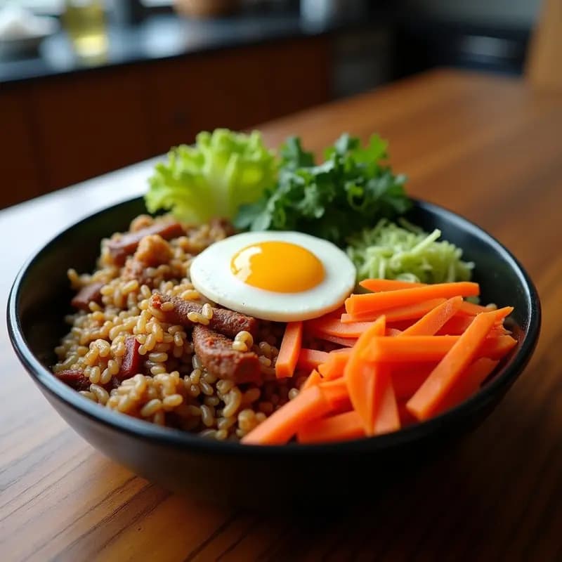 Bibimbap Coreano con Arroz y Vegetales: Plato Completo y Saludable