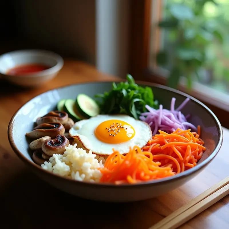 Bibimbap Coreano con Arroz de Coliflor: Receta Baja en Calorías y Sin Gluten