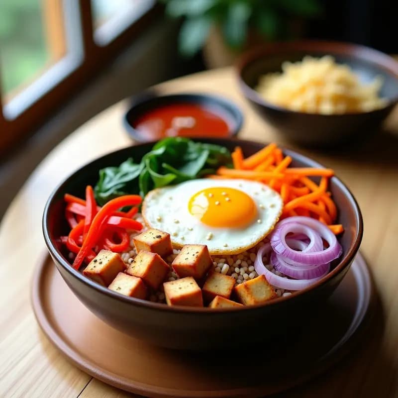 Bibimbap Coreano con Espinacas y Zanahoria en Airfryer: Receta Rápida y Nutritiva