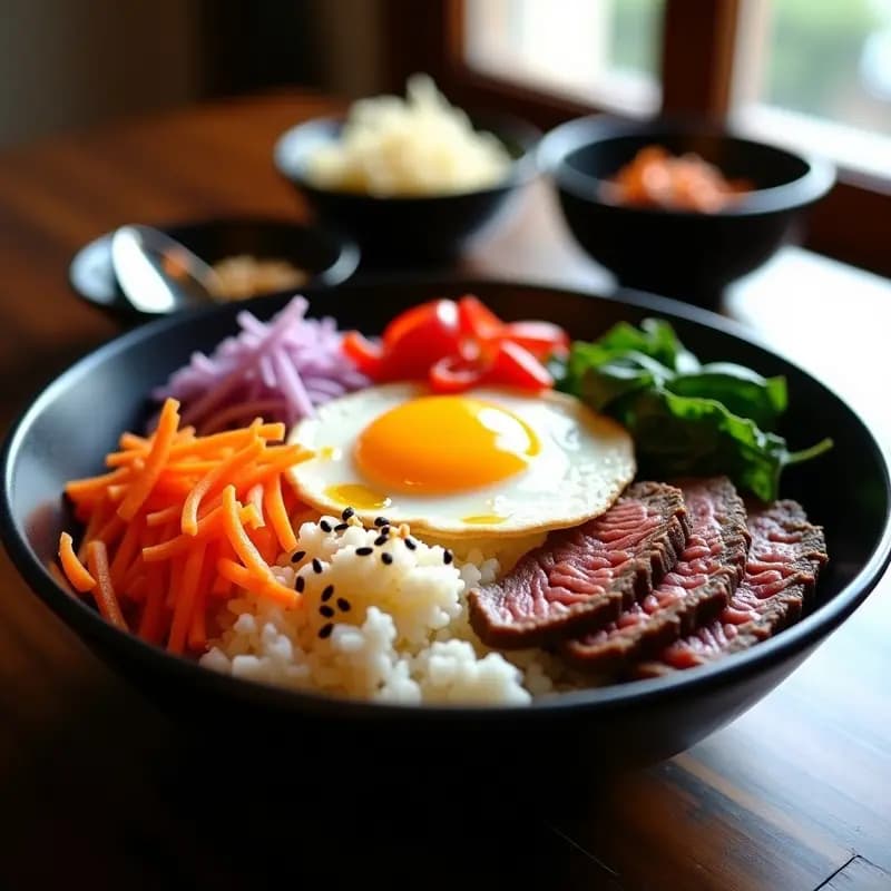 Bibimbap Coreano con kimchi y Carne de Res: Bowl Completo en 20 Minutos