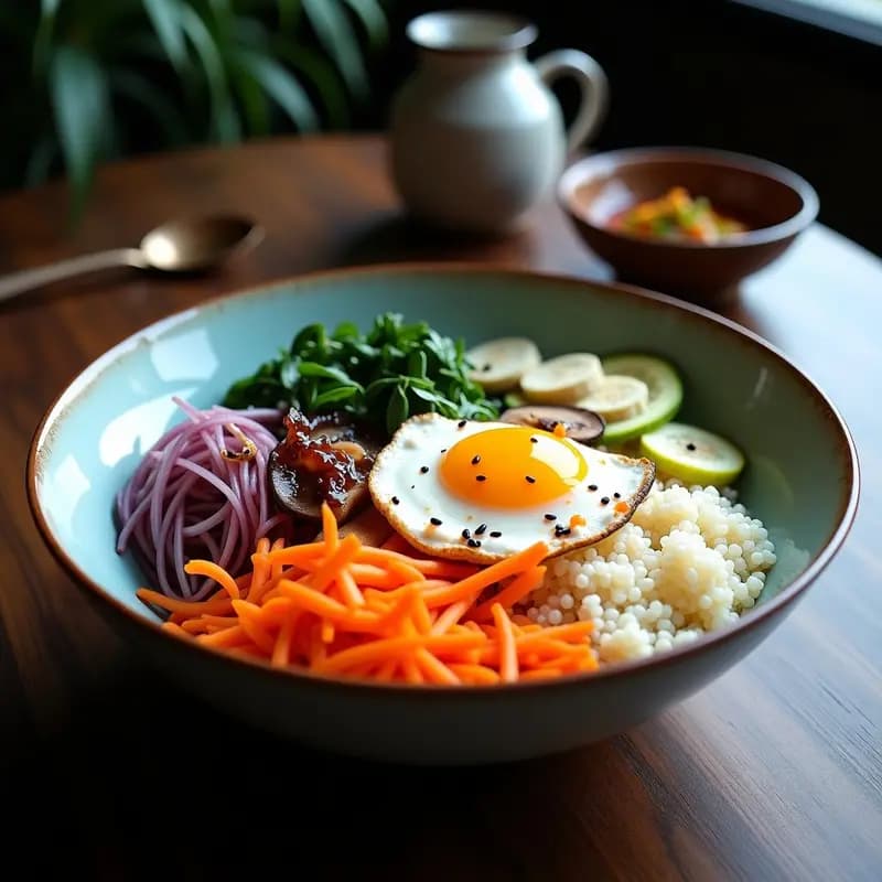 Bibimbap Coreano con Quinoa y Verduras al Vapor: Receta Saludable y Colorida