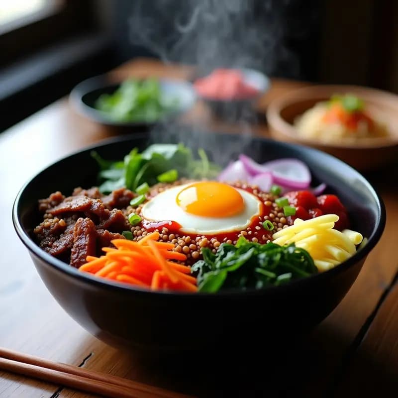 Bibimbap Coreano con Carne de Res y Gochujang: Receta en 25 Minutos con Toque Crujiente