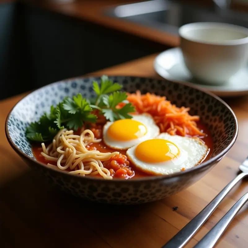 Bibimbap Coreano con Huevos de Codorniz y Kimchi: Receta en Bowl Alta en Proteína