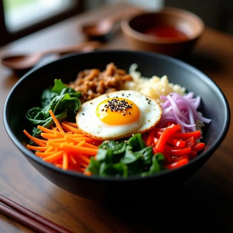 Bibimbap Coreano con carne de Jackfruit: Receta Picante y Colorida en Bowl