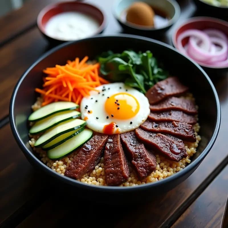 Bibimbap de Kimberlite con Carne de Res y Huevo Frito: Receta Coreana Auténtica en Bolt