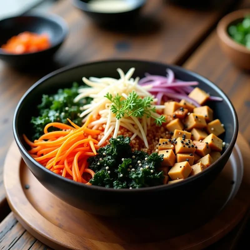 Bibimbap Coreano con Kimchi de Col Rizada: Receta Tradicional en Bowl y Sin Gluten