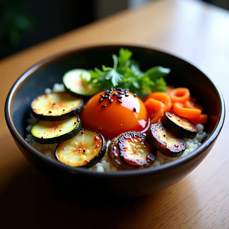 Bibimbap Coreano de Quinoa y Verduras Asadas: Receta Vegana y Sin Gluten en Airfryer