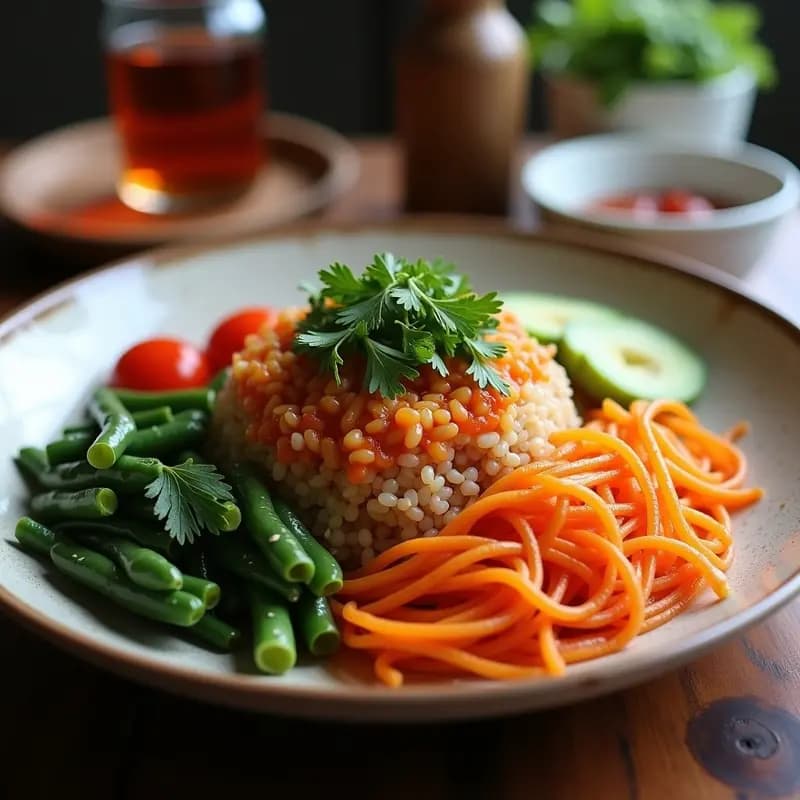 Bibimbap Coreano de Quinoa y Vegetales: Versión Keto con Gochujang Sin Azúcar