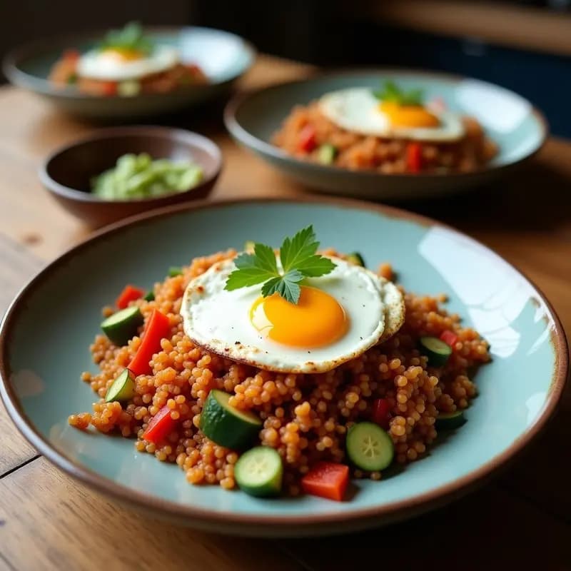 Bibimbap de Quinoa y Vegetales Asados con Huevos de Codorniz: Receta Coreana Sin Gluten